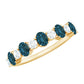 Oval London Blue Topaz Half Eternity Band Ring with Diamond