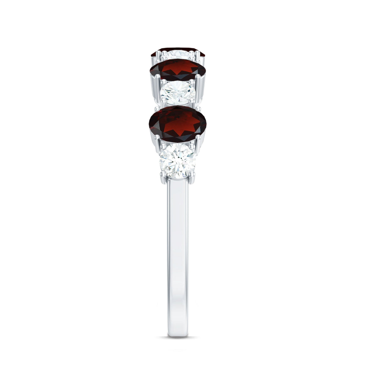Certified Real Garnet Diamond Half Eternity Ring for Anniversary