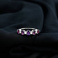 Natural Oval Amethyst Diamond Half Eternity Ring for Women
