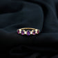 Natural Oval Amethyst Diamond Half Eternity Ring for Women