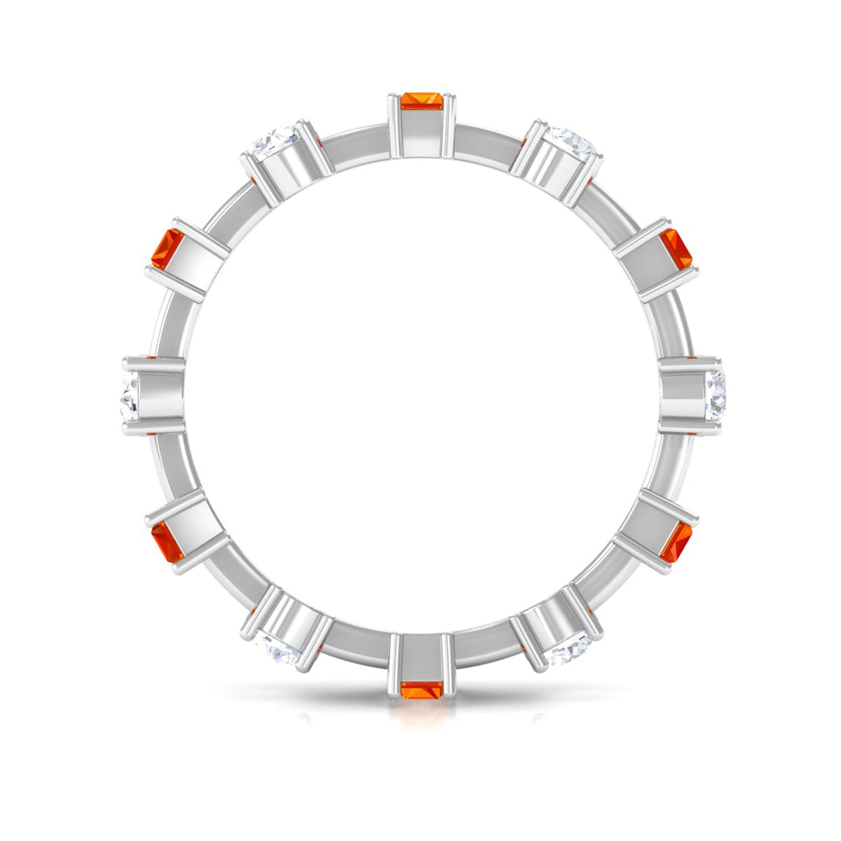 Baguette Cut Lab Grown Orange Sapphire and Diamond Eternity Ring