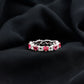 Lab-Created Ruby and Diamond Heart Eternity Band Ring