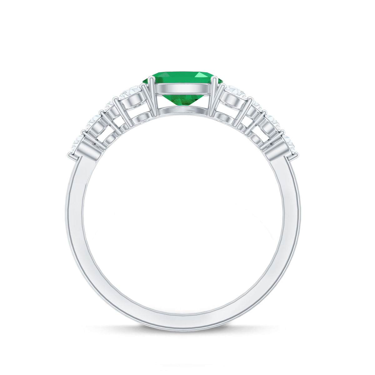 Anillo de compromiso de esmeralda talla ovalada de 0,7 quilates con diamante