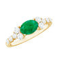 Anillo de compromiso de esmeralda talla ovalada de 0,7 quilates con diamante