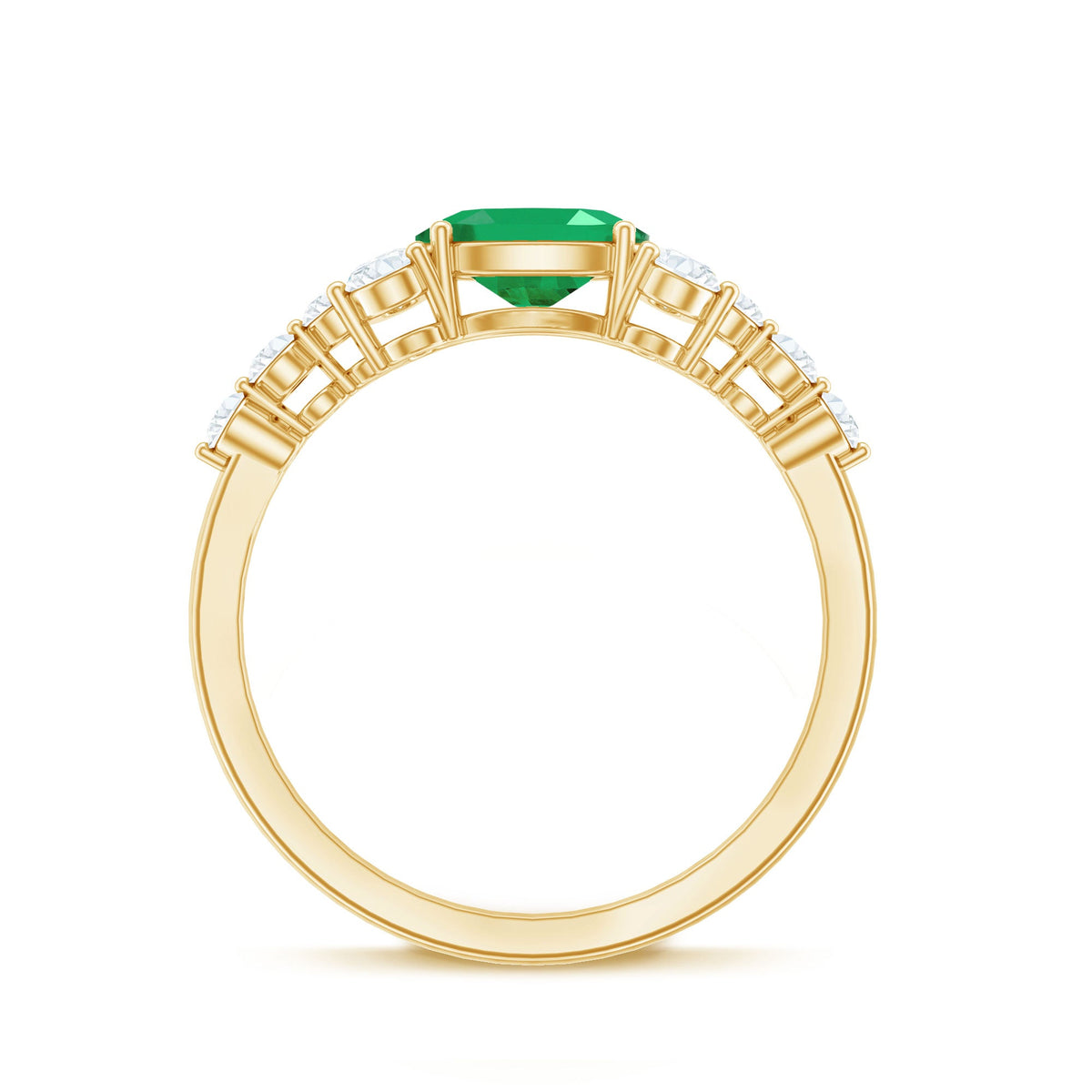 Anillo de compromiso de esmeralda talla ovalada de 0,7 quilates con diamante