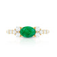 Anillo de compromiso de esmeralda talla ovalada de 0,7 quilates con diamante