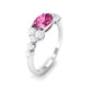 Pink Tourmaline Solitaire East West Ring with Diamond Side Stones