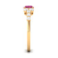 Pink Tourmaline Solitaire East West Ring with Diamond Side Stones
