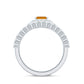 Emerald Cut Citrine Halo Engagement Ring with Moissanite Wedding Band
