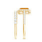 Emerald Cut Citrine Halo Engagement Ring with Moissanite Wedding Band