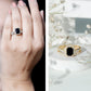 Emerald Cut Black Onyx Wedding Ring Set with Moissanite