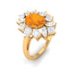 1 Carat Oval Fire Opal Cocktail Engagement Ring with Moissanite