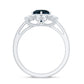1.3 Carat Round London Blue Topaz Floral Engagement Ring with Diamond