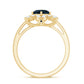 1.3 Carat Round London Blue Topaz Floral Engagement Ring with Diamond