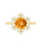 Natural Citrine Floral Engagement Ring with Diamond