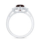 Certified Natural 2.3 Carat Garnet Flower Engagement Ring with Diamond