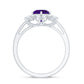 Round Amethyst Flower Engagement Ring with Diamond