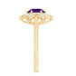 Round Amethyst Flower Engagement Ring with Diamond