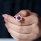 Round Pink Tourmaline Flower Engagement Ring with Diamond