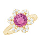 Round Pink Tourmaline Flower Engagement Ring with Diamond