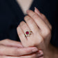 Round Pink Tourmaline Flower Engagement Ring with Diamond
