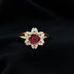 Round Pink Tourmaline Flower Engagement Ring with Diamond