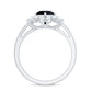 Natural 2.6 Carat Black Spinel Flower Engagement Ring with Diamond