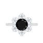 Natural 2.6 Carat Black Spinel Flower Engagement Ring with Diamond