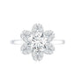 Certified Moissanite Flower Halo Engagement Ring for Women