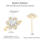 Certified Moissanite Flower Halo Engagement Ring for Women