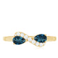 Pear Shape London Blue Topaz Infinity Promise Ring with Diamond