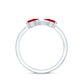 Natural Pear Shape Ruby Toi Et Moi Promise Ring with Diamond