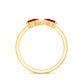 Natural Pear Shape Ruby Toi Et Moi Promise Ring with Diamond