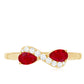 Natural Pear Shape Ruby Toi Et Moi Promise Ring with Diamond