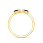 Natural Black Spinel Diamond 2 Stone Promise Ring in East West Style