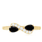 Natural Black Spinel Diamond 2 Stone Promise Ring in East West Style