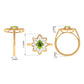 Oval Cut Peridot and Diamond Flower Engagement Ring with Certificate