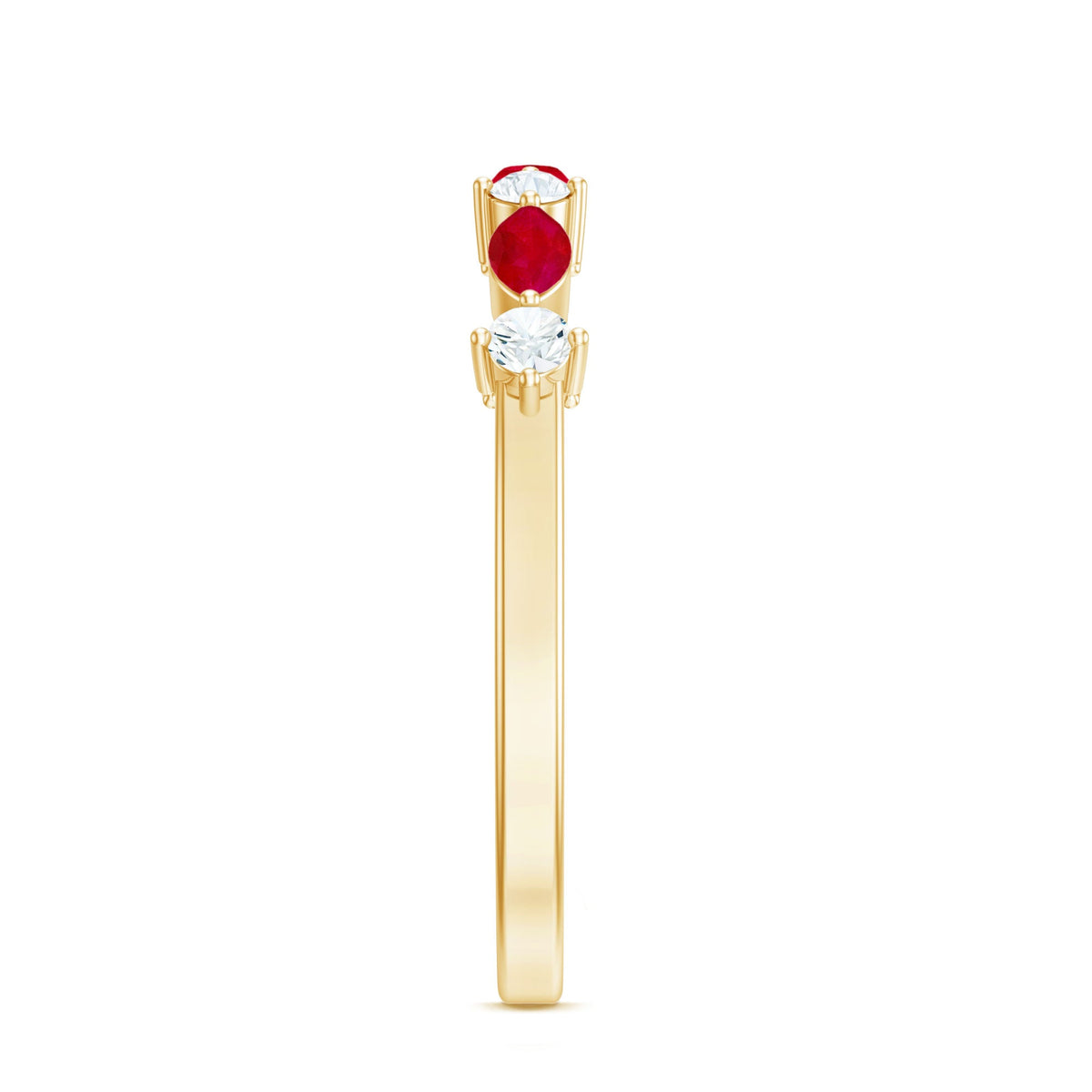 Natural Marquise Ruby Diamond Half Eternity Ring for Anniversary