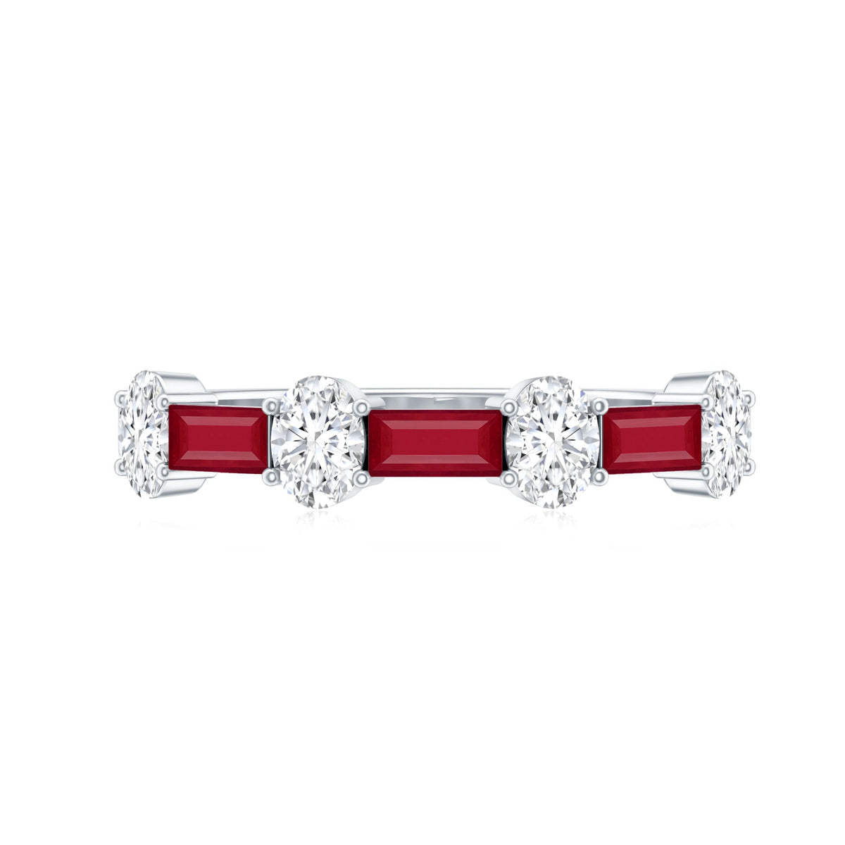 Ruby and Lab Grown Diamond Half Eternity Ring