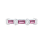Natural Pink Tourmaline Semi Eternity Ring with Moissanite