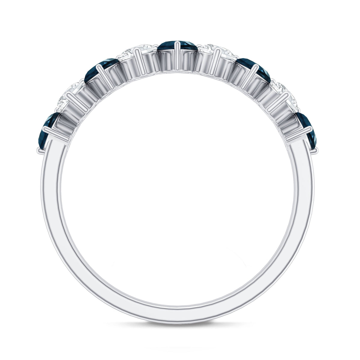 London Blue Topaz and Moissanite Heart Eternity Band