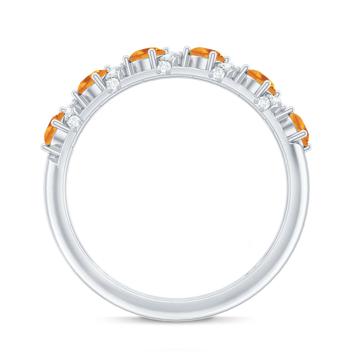 Anillo de aniversario de boda de media eternidad de diamantes y citrino natural
