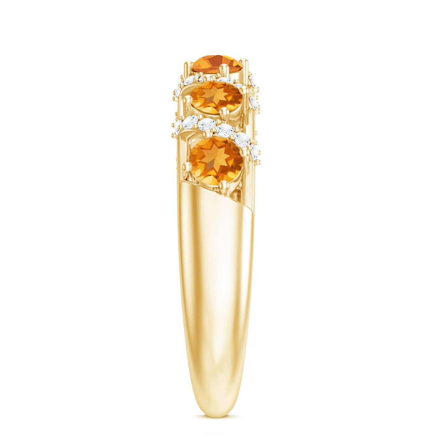 Anillo de aniversario de boda de media eternidad de diamantes y citrino natural