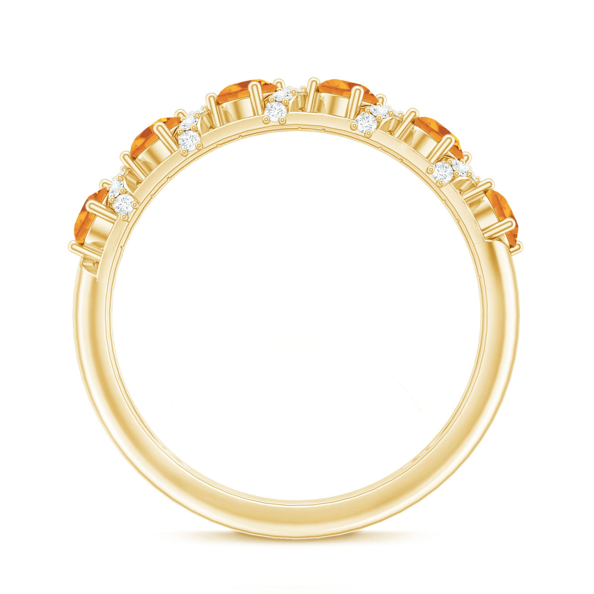 Anillo de aniversario de boda de media eternidad de diamantes y citrino natural