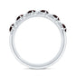 Genuine Red Garnet Diamond Half Eternity Ring for Anniversary