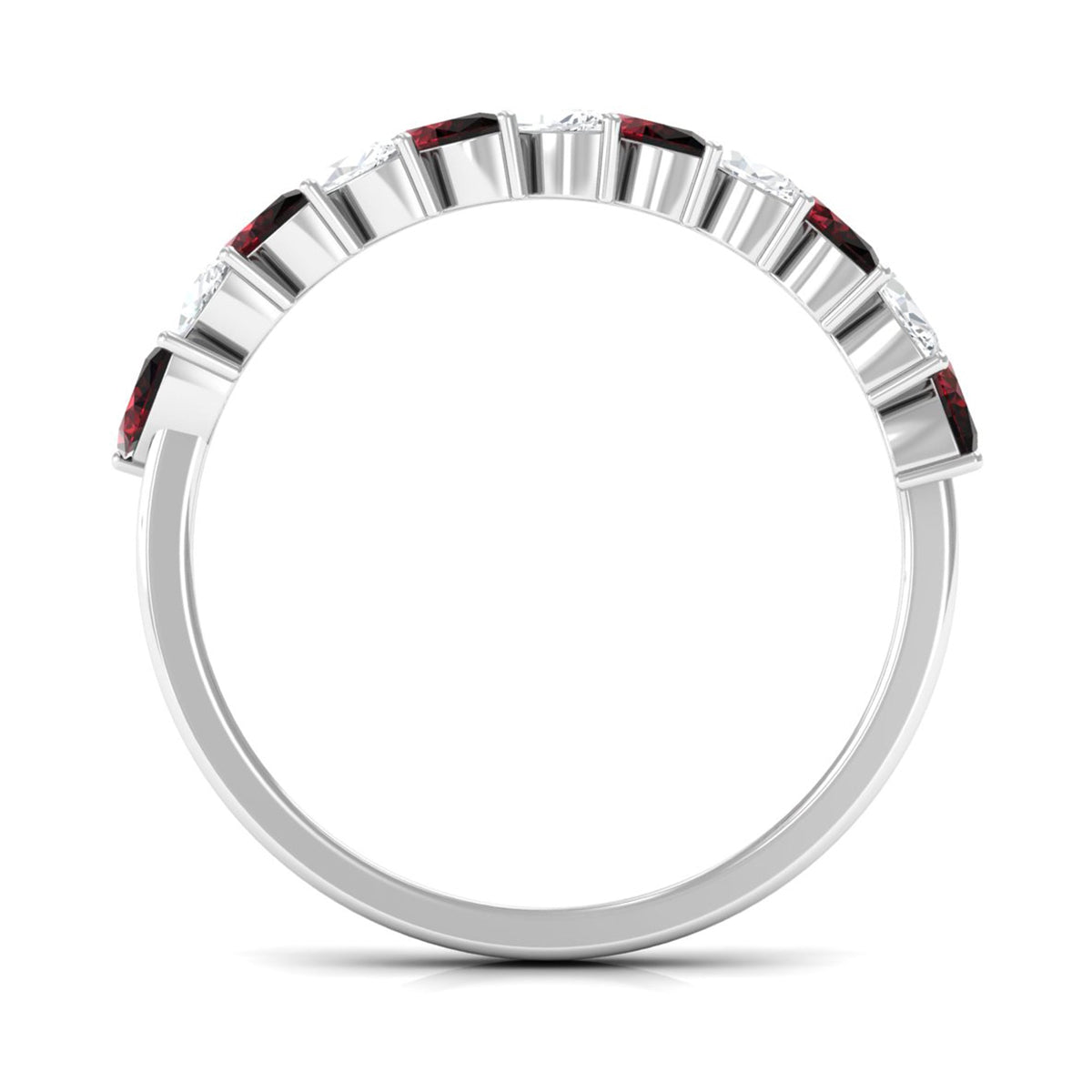 Certified Marquise Garnet Half Eternity Band with Diamond