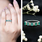 Baguette Cut Emerald and Diamond Half Eternity Band