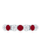 Genuine Ruby Half Eternity Ring with Diamond for Women