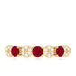 Genuine Ruby Half Eternity Ring with Diamond for Women