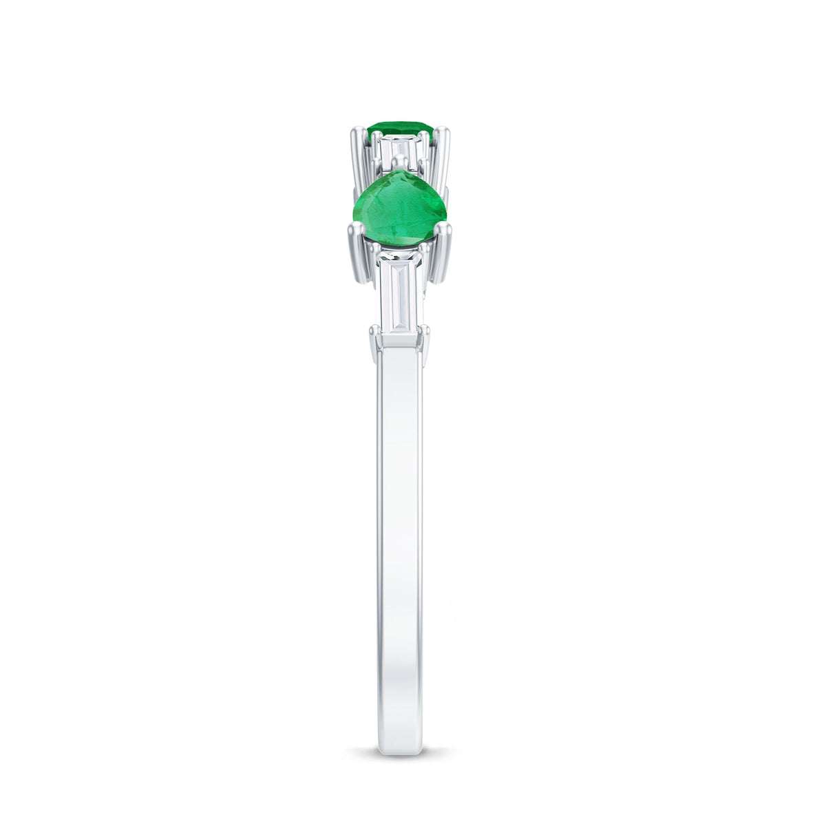Certified Natural Emerald Diamond Half Eternity Anniversary Ring in East West Style